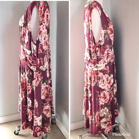 Cameo Appearance Burgundy Floral Knit Dress, size 3X - Picture 2 of 8